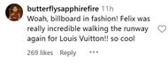 Fans react to Felix's LV Paris FW show runway look (Image via Instagram)
